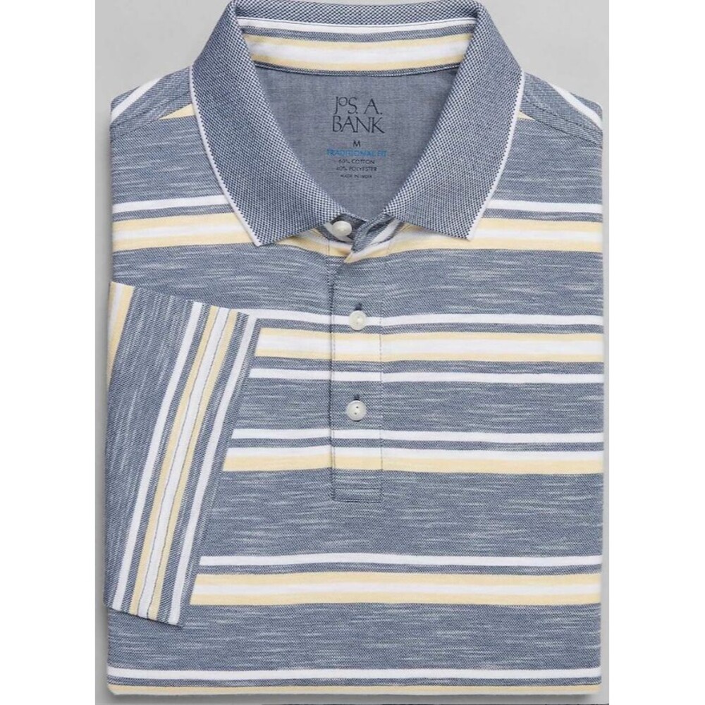 Jos. A. Bank Traditional Fit Bold Stripe Polo Shirt Yellow 3XT Men Classic Polo